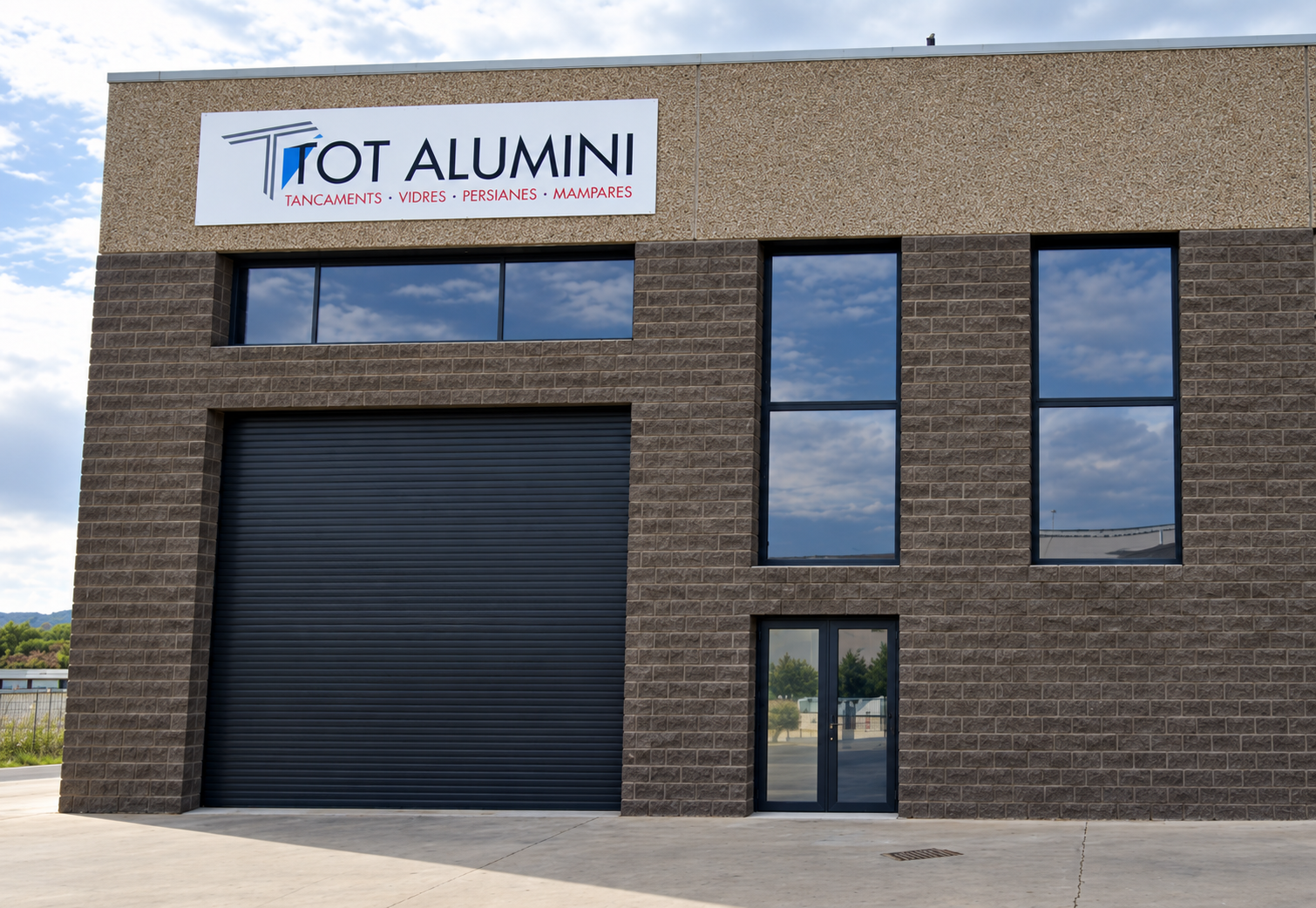 Fachada del taller Tot Alumini en el polígono industrial de Torre-Serona